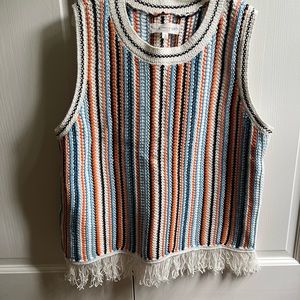 The Loft Lou & Gray cotton sweater with fringe NWT
